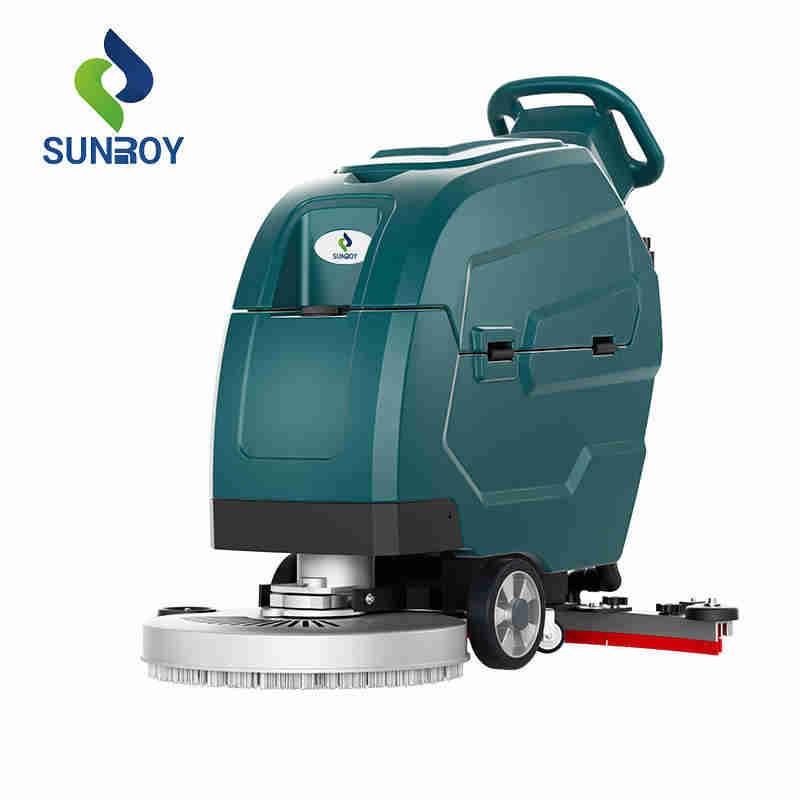 Rechargeable industrial walk behind hand push electric ceramic floor scrubber